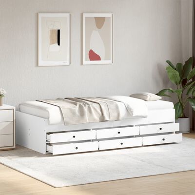 vidaXL fehér szerelt fa kanapéágy fiókokkal 75 x 190 cm