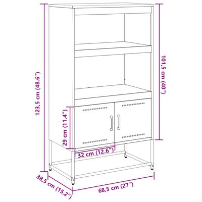 vidaXL antracitszürke acél TV-szekrény 100,5x39x60,5 cm