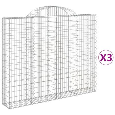 vidaXL 3 db íves horganyzott vas gabion kosár 200x30x160/180 cm