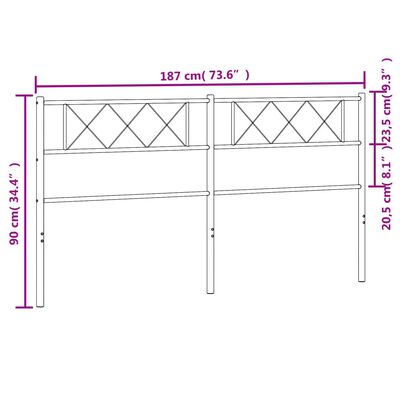 vidaXL fekete fém fejtámla 180 cm