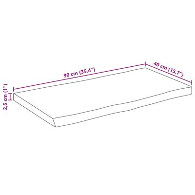 vidaXL tömör nyers mangófa természetes élű asztallap 90 x 40 x 2,5 cm