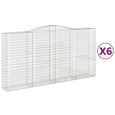 vidaXL 6 db íves horganyzott vas gabion kosár 400x50x200/220 cm