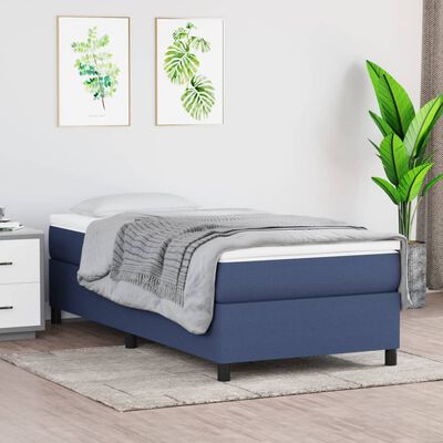 vidaXL kék szövet rugós ágy matraccal 90 x 190 cm