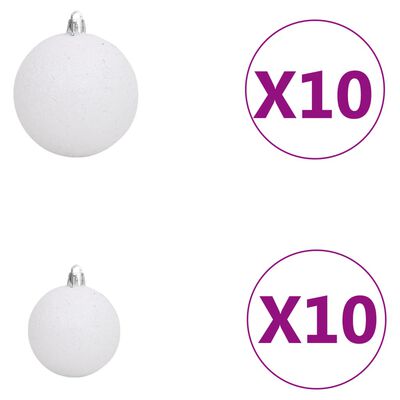 vidaXL csuklópántos műkarácsonyfa 300 LED-del és gömbökkel 180 cm