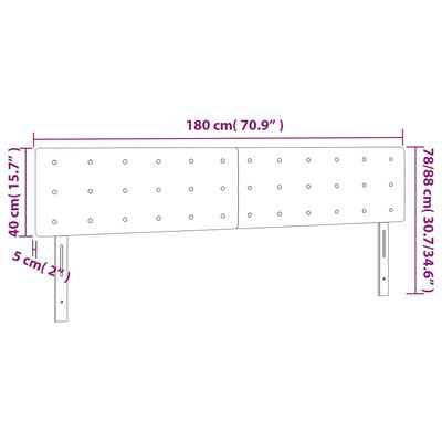 vidaXL sötétzöld bársony LED-es fejtámla 180x5x78/88 cm