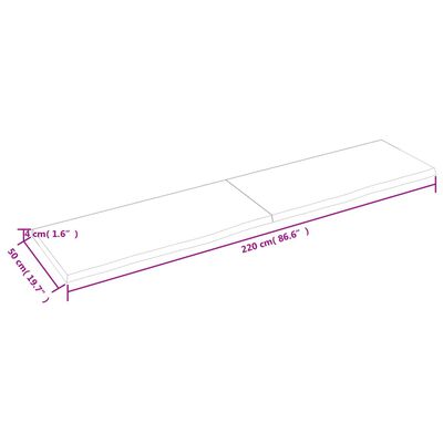 vidaXL sötétbarna kezelt tömör fa fürdőszobai pult 220x50x(2-4) cm