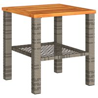 vidaXL szürke polyrattan és akácfa kerti asztal 40 x 40 x 42 cm