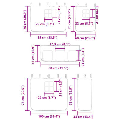 vidaXL kék tömör fenyőfa gyerek galériaágy függönnyel 80 x 200 cm