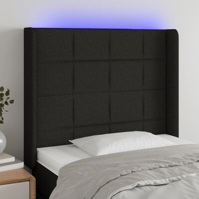 vidaXL fekete szövet LED-es fejtámla 103x16x118/128 cm