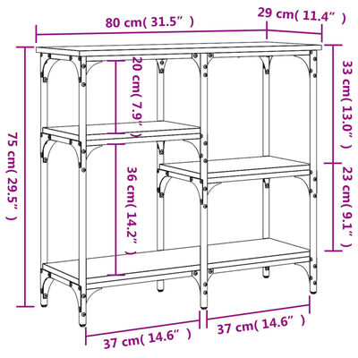 vidaXL szürke sonoma színű szerelt fa konzolasztal 80x29x75 cm