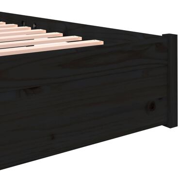 vidaXL fekete tömör fa ágykeret 150x200 cm (5FT King Size)