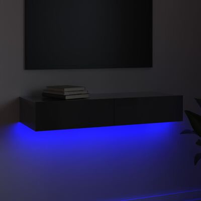 vidaXL magasfényű szürke TV-szekrény LED-lámpákkal 90 x 35 x 15,5 cm