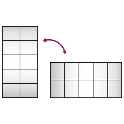 vidaXL fekete téglalap alakú vas fali tükör 50 x 100 cm