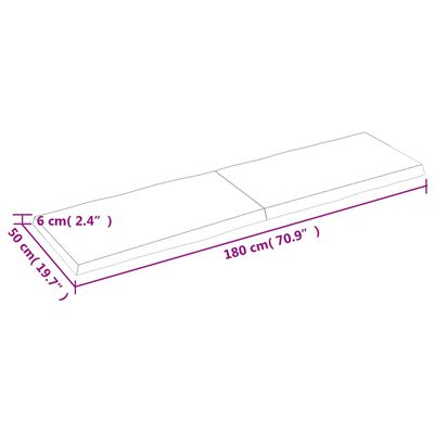 vidaXL kezeletlen tömör fa asztallap 180x50x(2-6) cm