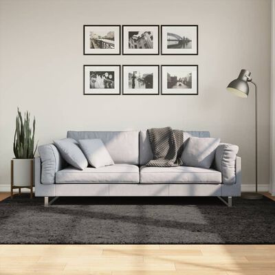 vidaXL ISTAN antracitszürke hosszú szálú fényes szőnyeg 160 x 230 cm