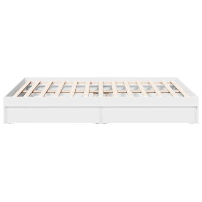 vidaXL fehér szerelt fa ágykeret fiókokkal 150 x 200 cm