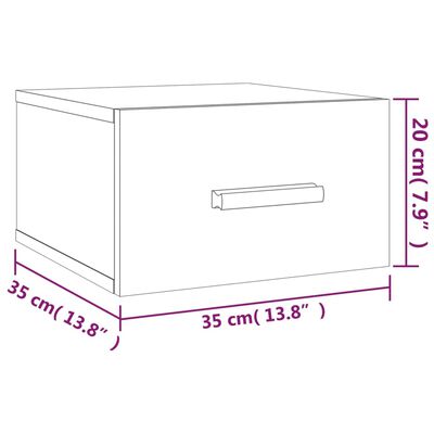 vidaXL 2 db barna tölgyszínű fali éjjeliszekrény 35 x 35 x 20 cm