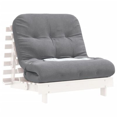 vidaXL fehér tömör fenyőfa futon kanapéágy matraccal 80 x 206 x 11 cm