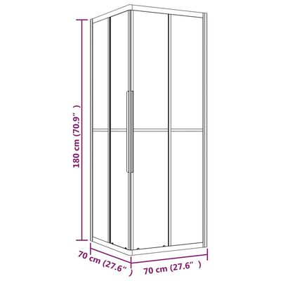 vidaXL selyemmatt ESG zuhanykabin 70 x 70 x 180 cm