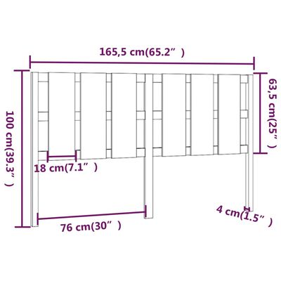 vidaXL mézbarna tömör fenyőfa ágyfejtámla 165,5x4x100 cm