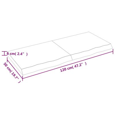 vidaXL kezeletlen tömör tölgyfa asztallap 120x50x(2-6) cm