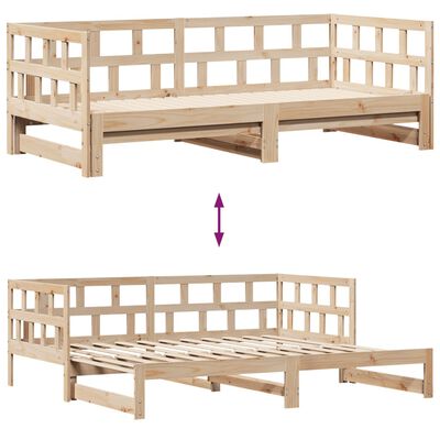 vidaXL tömör fenyőfa kihúzható kanapéágy fiókkal 90 x 200 cm