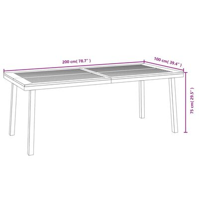 vidaXL tömör akácfa kerti asztal 200 x 100 x 75 cm