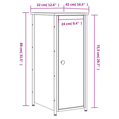 vidaXL 2 db fekete szerelt fa éjjeliszekrény 32 x 42 x 80 cm