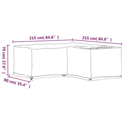 vidaXL L-alakú kerti bútorhuzat 16 fűzőlyukkal 215 x 215 x 70 cm