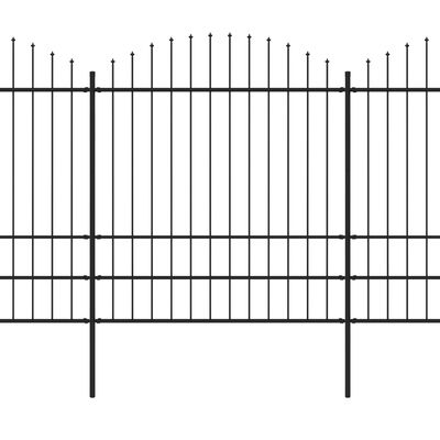 vidaXL fekete lándzsahegy tetejű acélkerítés (1,75-2) x 6,8 m
