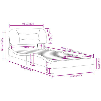 vidaXL cappuccino színű műbőr ágykeret LED-világítással 100 x 200 cm