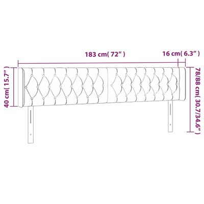 vidaXL világosszürke szövet LED-es fejtámla 183 x 16 x 78/88 cm