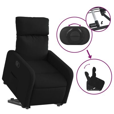 vidaXL fekete szövet felállást segítő dönthető fotel