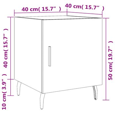 vidaXL 2 db fekete szerelt fa éjjeliszekrény 40 x 40 x 50 cm