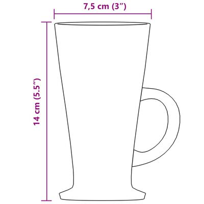 vidaXL 6 db latte pohár fogantyúval 250 ml