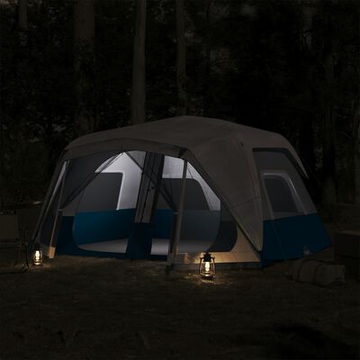 vidaXL 10 személyes világoskék LED-es felugró családi sátor