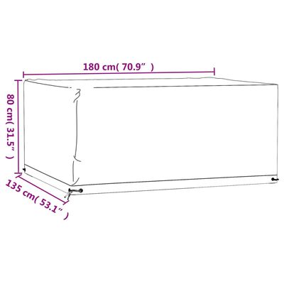 vidaXL téglalap alakú kerti bútorhuzat 8 fűzőlyukkal 180 x 135 x 80 cm