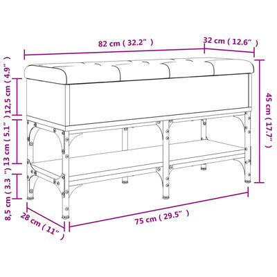 vidaXL barna tölgy színű szerelt fa cipőtároló pad 82 x 32 x 45 cm