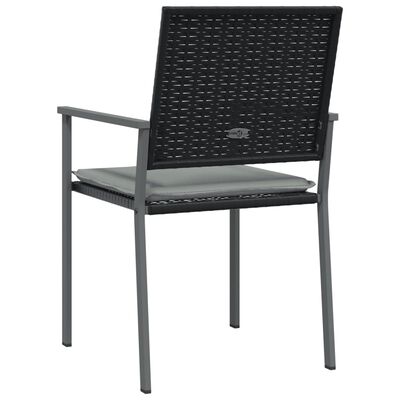 vidaXL 2 db fekete polyrattan kerti szék párnával 56 x 62,5 x 89 cm