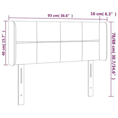 vidaXL sötétbarna szövet LED-es fejtámla 93 x 16 x 78/88 cm