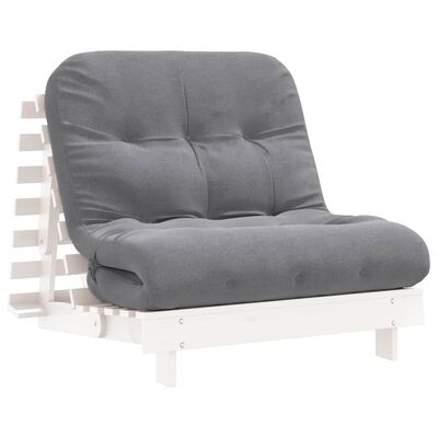 vidaXL fehér tömör fenyőfa futon kanapéágy matraccal 80 x 206 x 11 cm