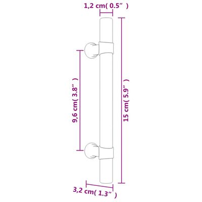 vidaXL 20 db fekete rozsdamentes acél szekrényfogantyú 96 mm