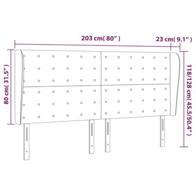 vidaXL tópszínű szövet fejtámla szárnyakkal 203x23x118/128 cm