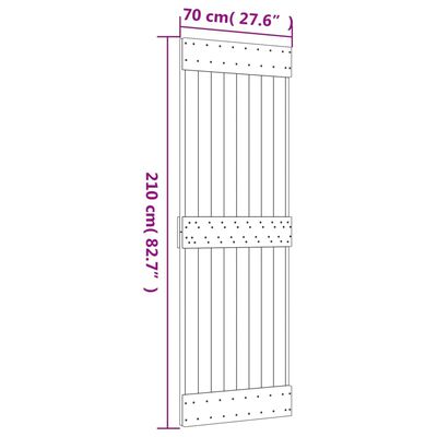 vidaXL tömör fenyőfa tolóajtó fémszerelék-szettel 70 x 210 cm