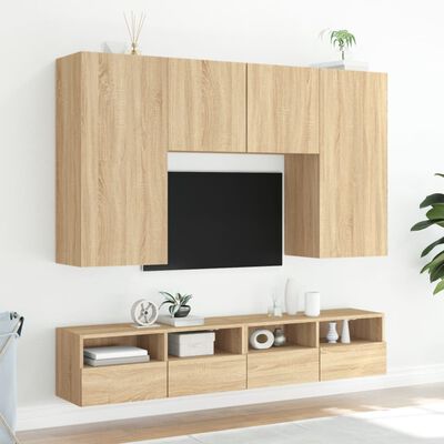vidaXL 2 db sonoma-tölgyszín szerelt fa fali TV-szekrény 100x30x30 cm