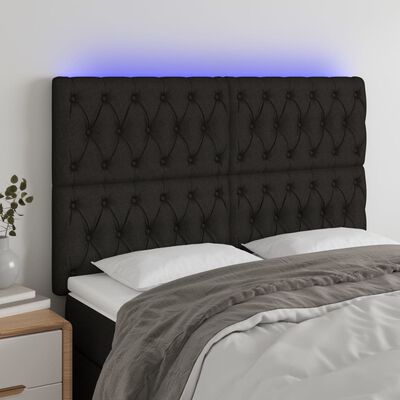 vidaXL fekete szövet LED-es fejtámla 160x7x118/128 cm