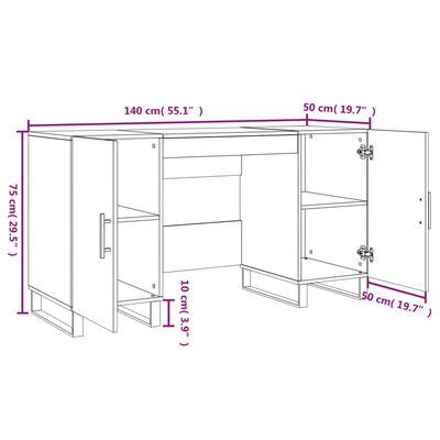 vidaXL magasfényű fehér színű szerelt fa íróasztal 140 x 50 x 75 cm