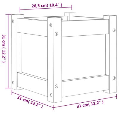 vidaXL tömör fenyőfa kerti virágtartó 31 x 31 x 31 cm