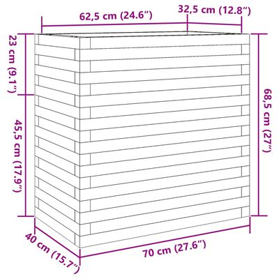 vidaXL impregnált fenyőfa kerti virágláda 70 x 40 x 68,5 cm