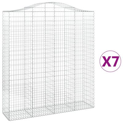 vidaXL 7 db íves horganyzott vas gabion kosár 200x50x220/240 cm